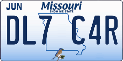 MO license plate DL7C4R