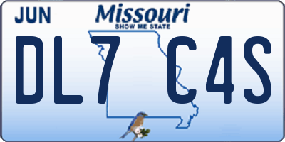 MO license plate DL7C4S
