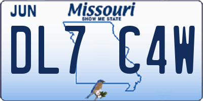 MO license plate DL7C4W