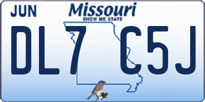 MO license plate DL7C5J