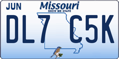 MO license plate DL7C5K
