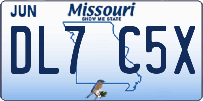 MO license plate DL7C5X
