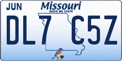 MO license plate DL7C5Z