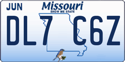 MO license plate DL7C6Z