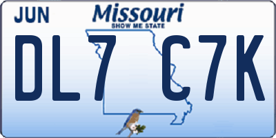 MO license plate DL7C7K