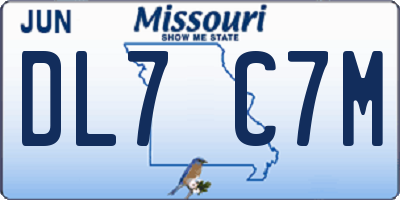 MO license plate DL7C7M