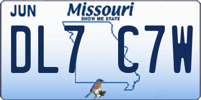 MO license plate DL7C7W
