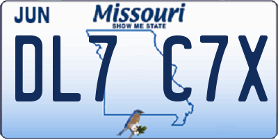 MO license plate DL7C7X