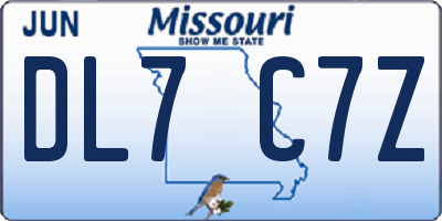 MO license plate DL7C7Z