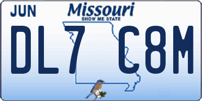 MO license plate DL7C8M