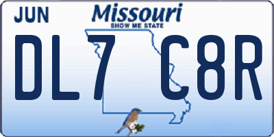 MO license plate DL7C8R