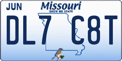 MO license plate DL7C8T