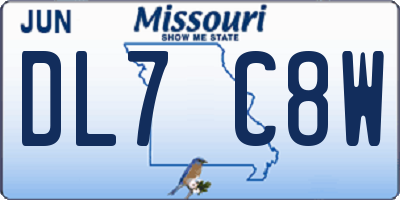 MO license plate DL7C8W
