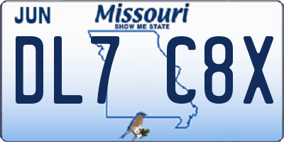MO license plate DL7C8X