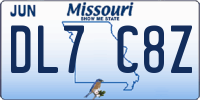 MO license plate DL7C8Z