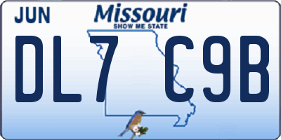 MO license plate DL7C9B