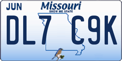MO license plate DL7C9K