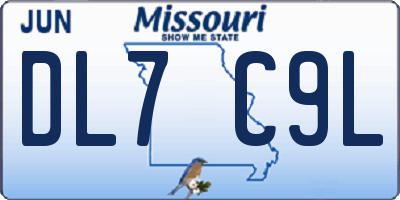 MO license plate DL7C9L