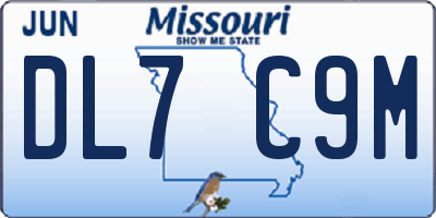 MO license plate DL7C9M