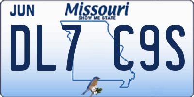 MO license plate DL7C9S