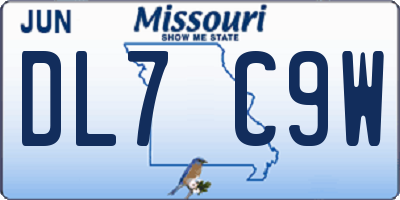 MO license plate DL7C9W