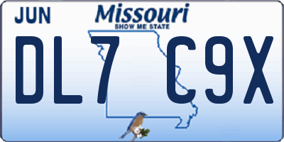 MO license plate DL7C9X