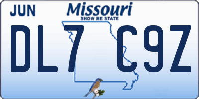 MO license plate DL7C9Z