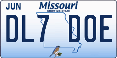 MO license plate DL7D0E