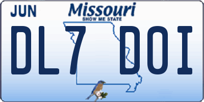 MO license plate DL7D0I