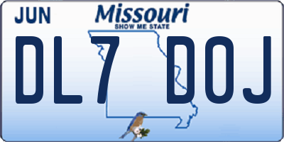 MO license plate DL7D0J