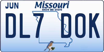 MO license plate DL7D0K