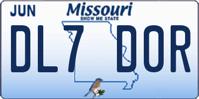 MO license plate DL7D0R