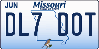 MO license plate DL7D0T