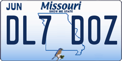 MO license plate DL7D0Z