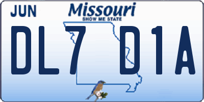 MO license plate DL7D1A