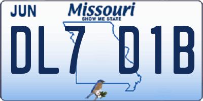 MO license plate DL7D1B
