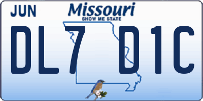 MO license plate DL7D1C