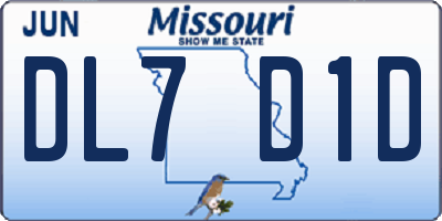 MO license plate DL7D1D