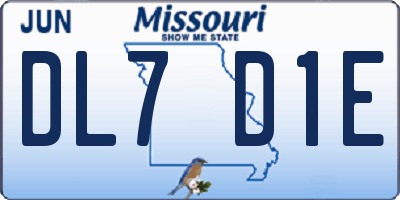 MO license plate DL7D1E