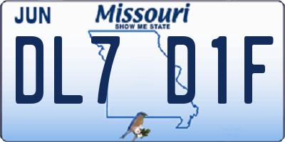 MO license plate DL7D1F