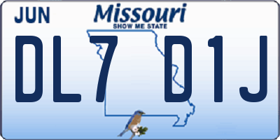 MO license plate DL7D1J