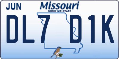 MO license plate DL7D1K