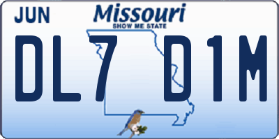 MO license plate DL7D1M