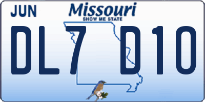 MO license plate DL7D1O