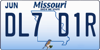 MO license plate DL7D1R