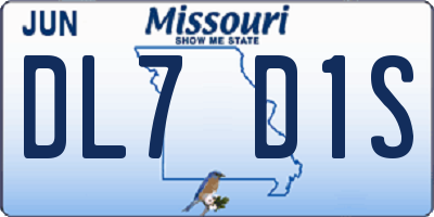 MO license plate DL7D1S