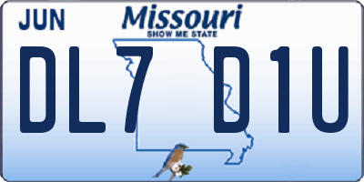 MO license plate DL7D1U