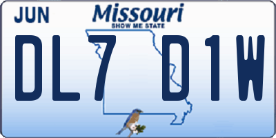 MO license plate DL7D1W