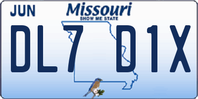 MO license plate DL7D1X