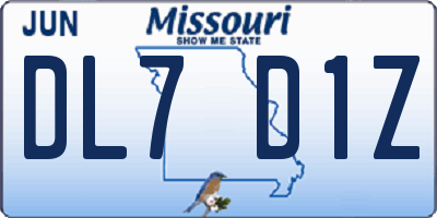 MO license plate DL7D1Z